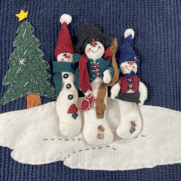 Chenille Jacket Cottagecore Granny Sweater Cardigan Snowman Country christmas - Picture 10 of 16
